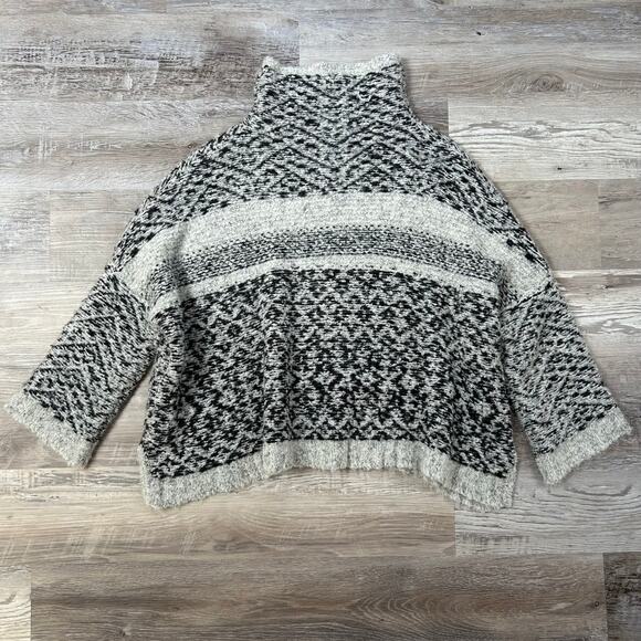 Moth Anthropologie Black White Knit Mock Neck Oversized Sweater S - Picture 1 of 7